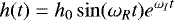 \begin{equation*} h(t) = h_0 \, \mathrm{sin}(\omega_R t) e^{\omega_I t} \end{equation*}