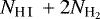 ${N}_{\textrm{{H{\scriptsize\,I~}}}} + 2 {N}_{\textrm{H}_2}$