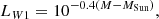 $$ \begin{aligned} L_{W1} = 10^{-0.4(M-M_{\rm Sun})}, \end{aligned} $$
