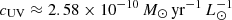 $ c_{\rm UV} \approx 2.58 \times 10^{-10}\, {M_\odot}\, \mathrm{yr}^{-1}\, L_\odot^{-1} $