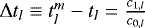 $\Delta t_{l}\equiv t_{l}^{m}-t_{l}=\frac{c_{1,l}}{c_{0,l}}$