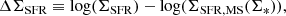 $$ \begin{aligned} \Delta \Sigma _{\rm SFR} \equiv \log (\Sigma _{\rm SFR}) - \log (\Sigma _{\rm SFR, MS}(\Sigma _*)), \end{aligned} $$