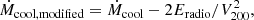$$ \begin{aligned} \dot{M}_{\rm cool, modified} = \dot{M}_{\rm cool} - 2E_{\rm radio}/V^2_{200}, \end{aligned} $$
