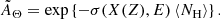 $$ \begin{aligned} \tilde{A}_\Theta = \exp \left\{ -\sigma (X(Z), E) \, \langle N_{\rm H} \rangle \right\} .\end{aligned} $$