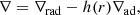 $$ \begin{aligned} \nabla = \nabla _{\rm rad} - h(r) \nabla _{\rm ad}, \end{aligned} $$