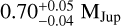 $0.70_{ - 0.04}^{ + 0.05}\,{{\text{M}}_{{\text{Jup}}}}$