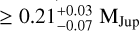 $\geqslant 0.21_{ - 0.07}^{ + 0.03}\,{{\text{M}}_{{\text{Jup}}}}$