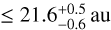 $\leqslant 21.6_{ - 0.6}^{ + 0.5}\,{\text{au}}$