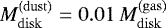 $M_{\mathrm{disk}}^{\mathrm{(dust)}} = 0.01 \, M_{\mathrm{disk}}^{\mathrm{(gas)}}$