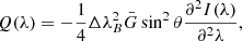 $$ \begin{aligned} Q(\lambda ) = -\frac{1}{4}\Delta \lambda ^2_B \bar{G} \sin ^2\theta \frac{\partial ^2 I(\lambda )}{\partial ^2 \lambda }, \end{aligned} $$