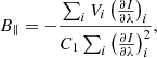 $$ \begin{aligned} B_\parallel = -\frac{\sum _i V_i \left(\frac{\partial I}{\partial \lambda }\right)_i}{C_1 \sum _i\left(\frac{\partial I}{\partial \lambda }\right)^2_i}, \end{aligned} $$
