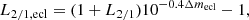 $$ \begin{aligned} L_{2/1,\mathrm{ecl}} = (1 + L_{2/1})10^{-0.4\Delta m_{\rm ecl}} - 1, \end{aligned} $$