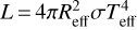 $L = 4\pi R_{{\rm{eff}}}^2\sigma T_{eff}^4$