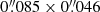 $ 0{{\overset{\prime\prime}{.}}}085\times0{{\overset{\prime\prime}{.}}}046 $