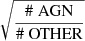 $ \sqrt{\frac{\# \text{ AGN}}{\# \text{ OTHER}}} $
