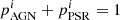 $ p^i_{\rm AGN} + p^i_{\rm PSR} = 1 $