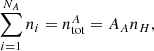 $$ \sum _{i=1}^{N_A} n_i = n^A_{\mathrm{tot} } = A_A n_H, $$