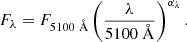 $$ \begin{aligned} F_{\lambda } = F_{5100\ {\AA }} \left( \frac{\lambda }{5100\ {\AA }} \right)^{\alpha _\lambda }. \end{aligned} $$