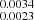 $ _{0.0023}^{0.0034} $