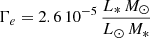 $ \Gamma_e = 2.6\,10^{-5}\,\frac{L_*\,M_{\odot}}{L_{\odot}\,M_*} $
