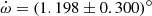 $ \dot\omega = \left(1.198 \pm 0.300\right)^\circ $
