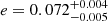 $ e=0.072 ^{+0.004}_{-0.005} $