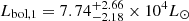$ L_{\text{bol},1} = 7.74^{+2.66}_{-2.18}\times 10^4 L_\odot $