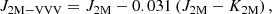 $$ \begin{aligned} J_{\rm 2M-VVV} = J_{\rm 2M} - 0.031 \, (J_{\rm 2M} - K_{\rm 2M})\,, \end{aligned} $$