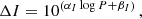 $$ \begin{aligned} \Delta I = 10^{\left(\alpha _I \log P + \beta _I\right)} \,, \end{aligned} $$