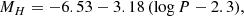 $$ \begin{aligned} M_{H} = - 6.53 - 3.18\,(\log P - 2.3), \end{aligned} $$