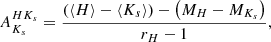 $$ \begin{aligned} A_{K_{s}}^{HK_{s}} = \frac{\left(\langle H\rangle -\langle K_{s}\rangle \right)-\left(M_H-M_{K_{s}}\right)}{r_H - 1}, \end{aligned} $$