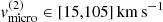 $ v_{\mathrm{micro}}^{\mathrm{(2)}}\in [15,105]\,\mathrm{km}\,\mathrm{s}^{-1} $