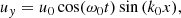 $$ \begin{aligned} {u}_{ y}&=u_0 \cos (\omega _0 t) \sin {(k_0 x)} ,\end{aligned} $$