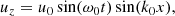 $$ \begin{aligned} {u}_z&=u_0 \sin (\omega _0 t) \sin (k_0 x),\end{aligned} $$