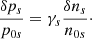 $$ \begin{aligned} \frac{\delta p_{s}}{p_{0s}}=\gamma _s \frac{\delta n_{s}}{n_{0s}}\cdot \end{aligned} $$