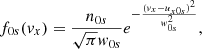 $$ \begin{aligned} f_{0s}({ v}_{x})=\frac{n_{0s}}{\sqrt{\pi }{ w}_{0s}} e^{-\frac{({ v}_{x}-u_{x0s})^2}{{ w}_{0s}^2}}, \end{aligned} $$