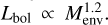 ${L_{{\rm{bol}}}} \propto M_{{\rm{env}}}^{1.2}$