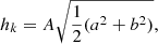 $$ \begin{aligned} h_k = A\sqrt{\frac{1}{2}(a^2+b^2)}, \end{aligned} $$