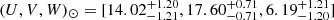 $ (U,V,W)_{\odot}=[14.02^{+1.20}_{-1.21},17.60^{+0.71}_{-0.71},6.19^{+1.21}_{-1.20}] $