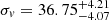 $ \sigma_{v}=36.75^{+4.21}_{-4.07} $
