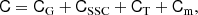 $$ \begin{aligned} \mathsf C = \mathsf C _\mathrm{G} + \mathsf C _\mathrm{SSC} + \mathsf C _\mathrm{T} + \mathsf C _\mathrm{m} , \end{aligned} $$