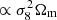 $ \propto \sigma_8^2{{\Omega_\mathrm{m}}} $