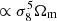 $ \propto \sigma_8^5{{\Omega_\mathrm{m}}} $