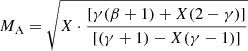 $$ \begin{aligned} M_{\rm A} = \sqrt{X \cdot \frac{[\gamma (\beta + 1) + X(2-\gamma )]}{[(\gamma +1)-X(\gamma -1)]}} \end{aligned} $$