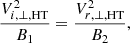 $$ \begin{aligned} \frac{V_{i,\perp ,\mathrm{HT}}^{2}}{B_{1}} = \frac{V_{r,\perp ,\mathrm{HT}}^{2}}{B_{2}}, \end{aligned} $$