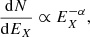 $$ \begin{aligned} \frac{\mathrm{d}N}{\mathrm{d}E_X} \propto E_X^{-\alpha }, \end{aligned} $$