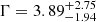 $ \Gamma=3.89^{+2.75}_{-1.94} $