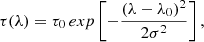 $$ \begin{aligned} \tau (\lambda ) = \tau _0\,exp\left[-\frac{(\lambda - \lambda _0)^2}{2\sigma ^2}\right], \end{aligned} $$