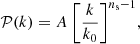 $$ \begin{aligned} \mathcal{P} (k)=A\ \biggl [\frac{k}{k_0}\biggr ]^{n_{\rm s}-1}, \end{aligned} $$