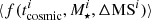 $ \langle f(t^i_{\rm cosmic}, M^i_{\star},\Delta {\rm MS}^i)\rangle $